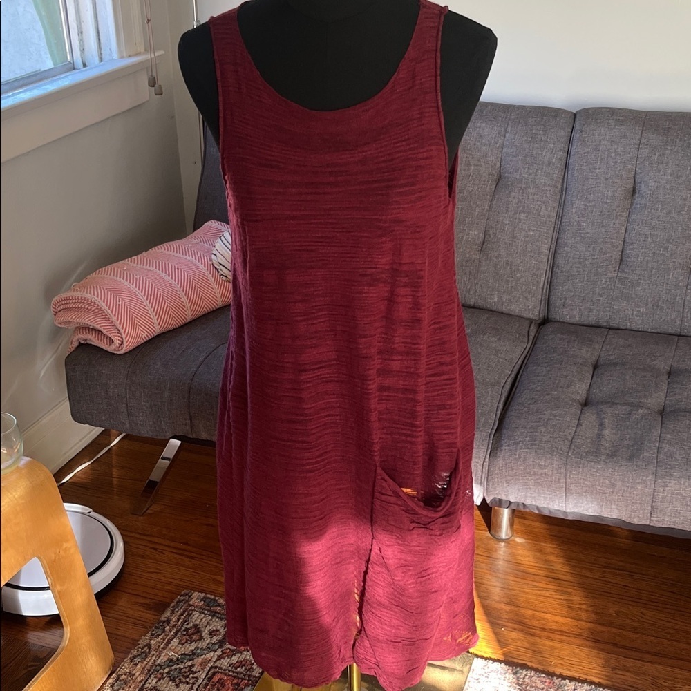 Sarah Pacini Rich Red Knit dress with pocket. size Small?